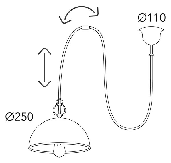 Moretti Luce Sospensione Circle decentrata 1luce ottone brunito