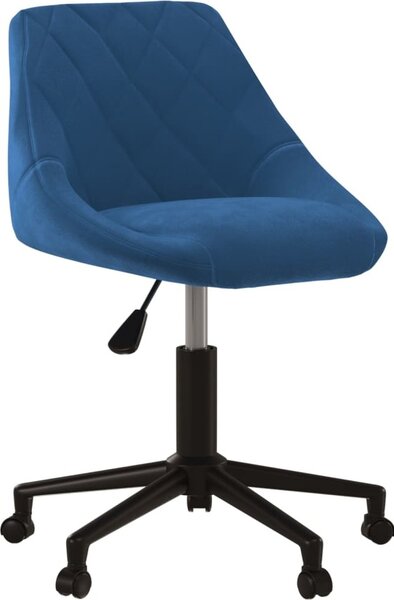 Sedia Girevole da Ufficio Blu in Velluto