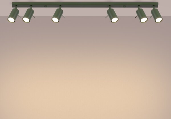 Lampada da soffitto RING 6L verde oliva 6xGU10 10W acciaio 17x6x117cm Sollux Lighting