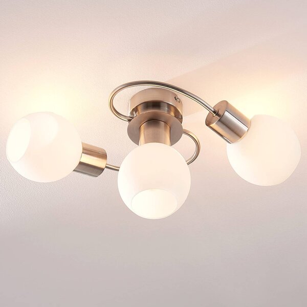 Plafoniera soffitto Ciala Lindby, dimmerabile, Alluminio / Grigio / Zincato, Soggiorno / Sala da pranzo, Vetro, Moderno, Plafoniera