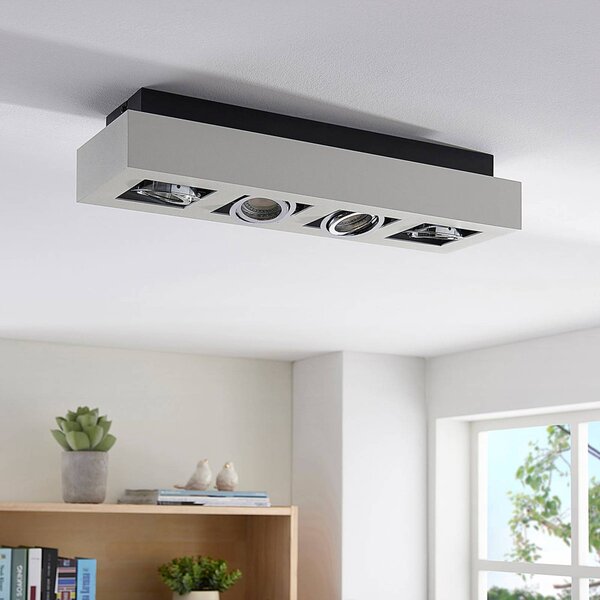 Arcchio faretto Vince, 47 cm, a 4 luci, bianco/cromo, GU10 VINCE Arcchio, dimmerabile, Bianco / Opale, Corridoio, Alluminio, Moderno, Faretto