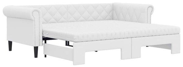 VidaXL Divano letto estraibile con materasso bianco 90x200 cm in ecopelle