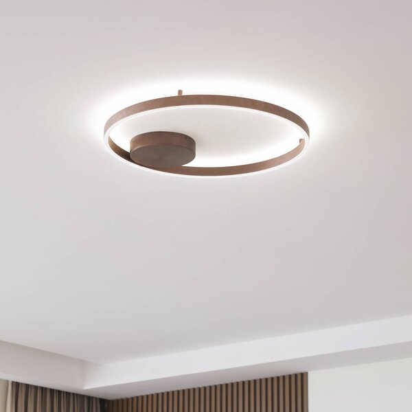 Plafoniera smart Moise Lucande, dimmerabile, Marrone / Ruggine, Soggiorno / Sala da pranzo, Alluminio, Moderno