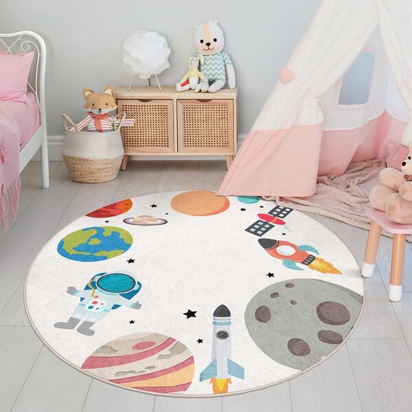 Tappeto da gioco per bambini lavabile ø120 cm Space Trip – Mila Home