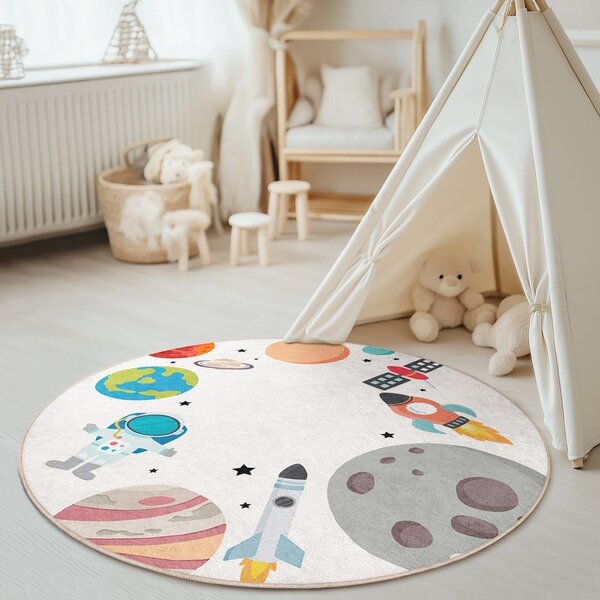 Tappeto da gioco per bambini lavabile ø120 cm Space Trip – Mila Home