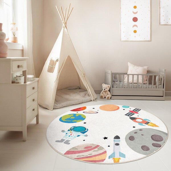 Tappeto da gioco per bambini lavabile ø120 cm Space Trip – Mila Home