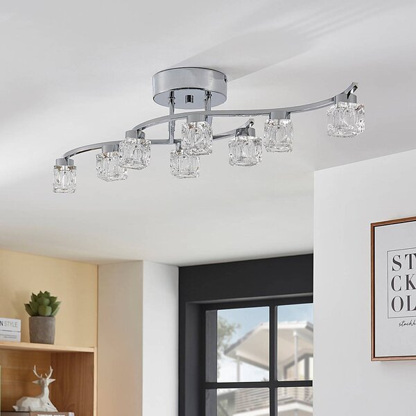Plafoniera a LED Yaro Lindby, dimmerabile, Cromo / Argento, Soggiorno / Sala da pranzo, Metallo, Moderno, Plafoniera LED