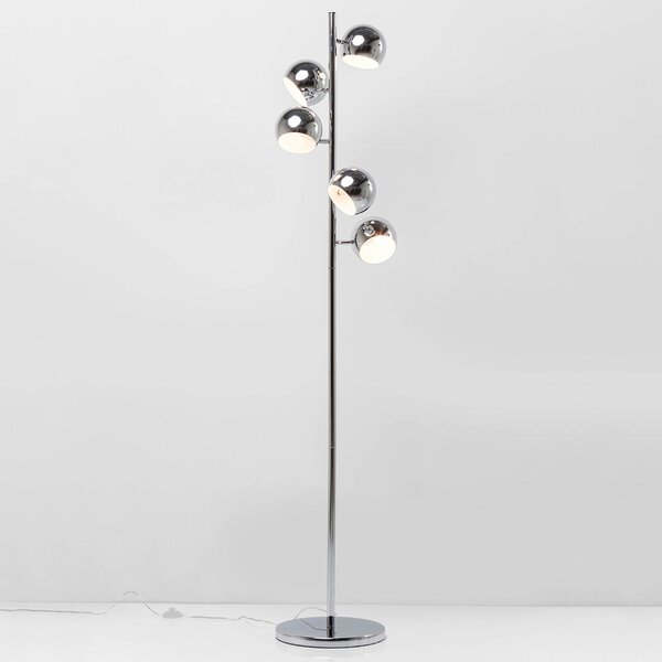 KARE Lampada da terra Calotta, Cromo / Argento, Soggiorno / Sala da pranzo, Metallo, Moderno, Lampada da terra