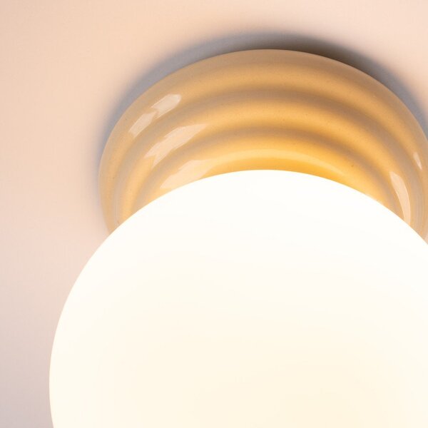 Plafoniera beige in ceramica con paralume in vetro ø 12 cm Farsa – Sollux