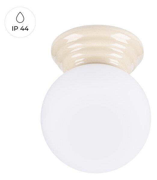 Plafoniera beige in ceramica con paralume in vetro ø 12 cm Farsa – Sollux