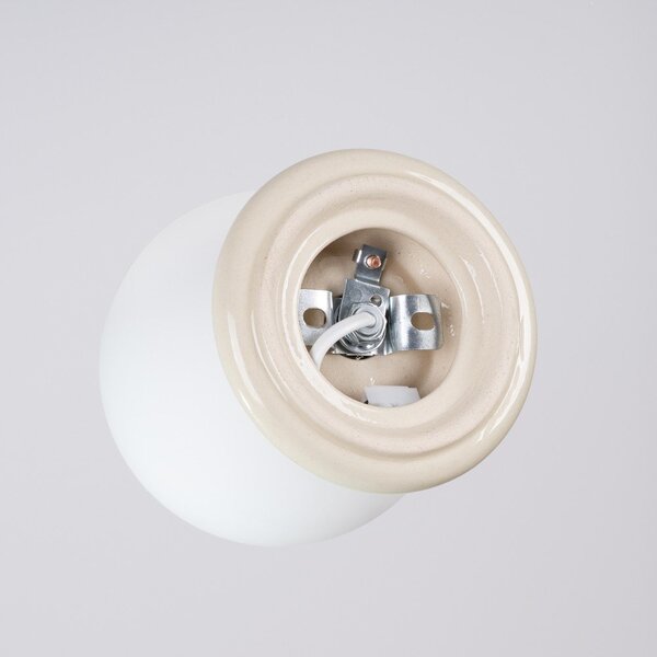 Plafoniera beige in ceramica con paralume in vetro ø 12 cm Farsa – Sollux