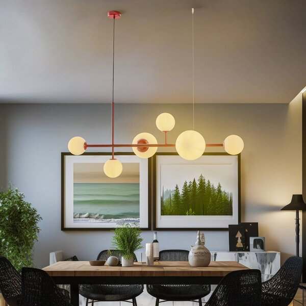 Lampada a sospensione in vetro Joel ALDEX, dimmerabile, Rosso, Soggiorno / Sala da pranzo, Metallo, Moderno, Lampada a sospensione
