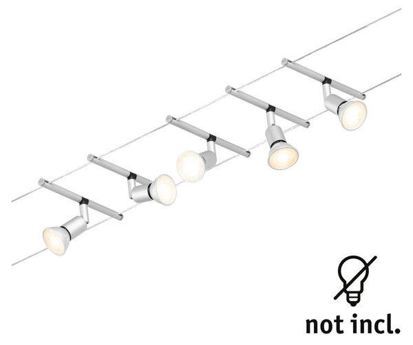 Paulmann Wire Salt sistema funi, 5 luci m cromo, Alluminio / Grigio / Zincato, Corridoio, Metallo, Moderno, Sistema di illuminazione a funi