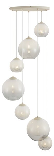 Lampada a sospensione Art Déco beige con vetro bianco 7 luci - Sandra