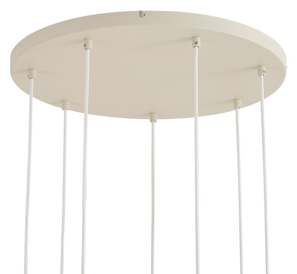 Lampada a sospensione Art Déco beige con vetro bianco 7 luci - Sandra
