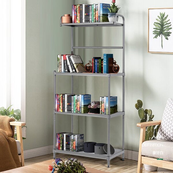 Costway Carrello da cucina per microonde con 4 livelli, Carrello da cucina multiuso, Grigio