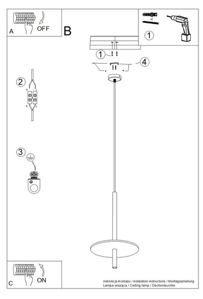 Lampadario nero/beige in metallo ø 30 cm Rilu – Sollux