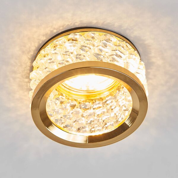 ORION Lampada da incasso Iwen in oro con cristalli IWEN, dimmerabile, Ottone / Oro, Soggiorno / Sala da pranzo, Metallo, Faretto da incasso