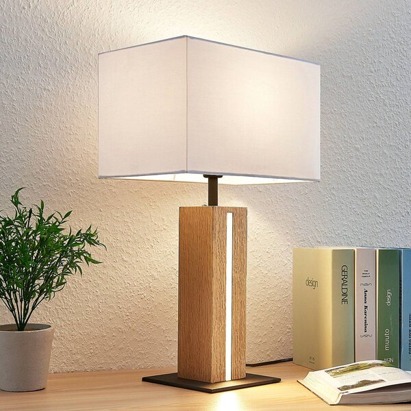 Lampada da tavolo Garry Lindby, dimmerabile, Bianco / Opale, Soggiorno / Sala da pranzo, Tessuto / Stoffa / Seta, Moderno, Lampada da tavolo