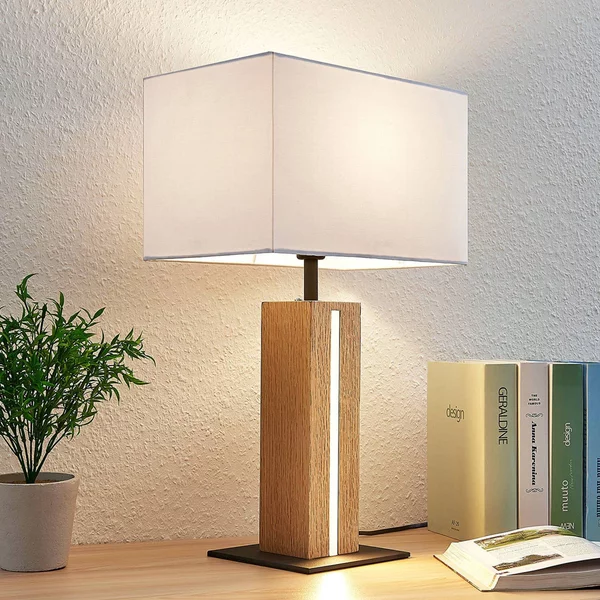Lampada da tavolo Garry Lindby, dimmerabile, Bianco / Opale, Soggiorno / Sala da pranzo, Tessuto / Stoffa / Seta, Moderno, Lampada da tavolo