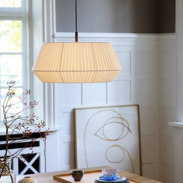 Nordlux Lampada a sospensione Dicte, dimmerabile, Crema / Ambra, Soggiorno / Sala da pranzo, Tessuto / Stoffa / Seta, Scandinavo, Lampada a sospensione