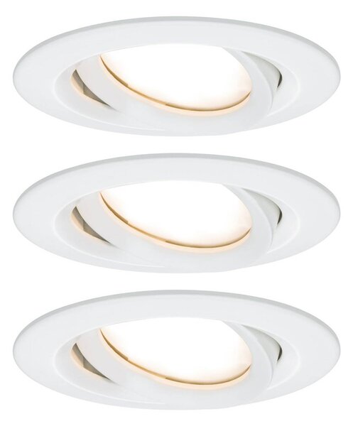 Paulmann Faretto LED Nova Plus Coin, set da 3, rotondo, bianco, 2.700 K, IP65 Plus, dimmerabile, Bianco / Opale, Corridoio, Alluminio, Moderno