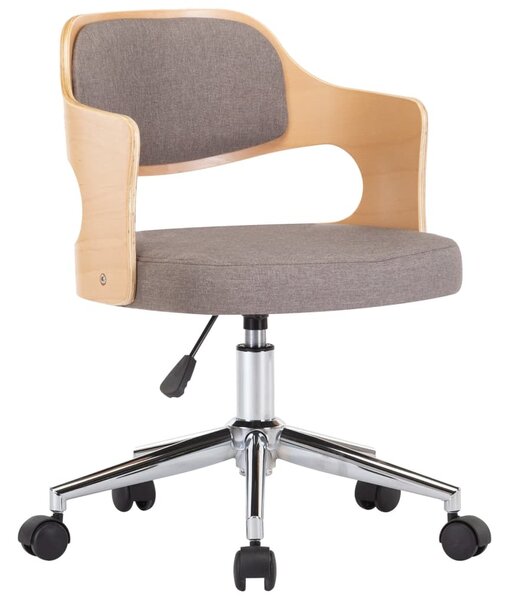 VidaXL Sedia da ufficio girevole color tortora in legno curvato e tessuto