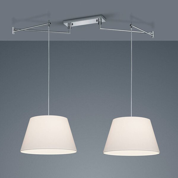 Helestra Lampada a sospensione Certo, dimmerabile, Bianco / Opale, Soggiorno / Sala da pranzo, Tessuto / Stoffa / Seta, Moderno, Lampada a sospensione