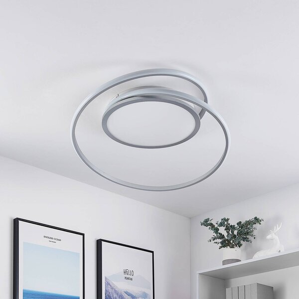 Plafoniera a LED Noud Lucande, dimmerabile, Alluminio / Grigio / Zincato, Camera da letto, Metallo, Moderno, Plafoniera LED