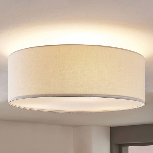 Plafoniera soffitto Mariat Lindby, dimmerabile, Bianco / Opale, Soggiorno / Sala da pranzo, Tessuto / Stoffa / Seta, Moderno, Plafoniera