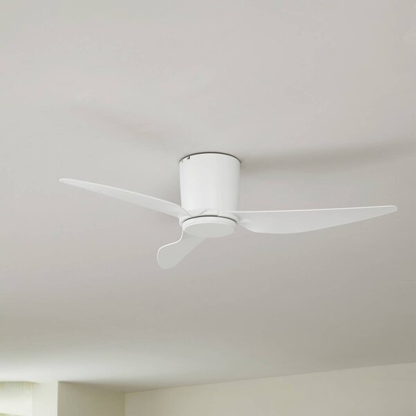 Ventilatore da soffitto Lindby Aulo, bianco, DC, silenzioso, Ø 123 cm Aulo, Bianco / Opale, Soggiorno / Sala da pranzo, Metallo, Moderno
