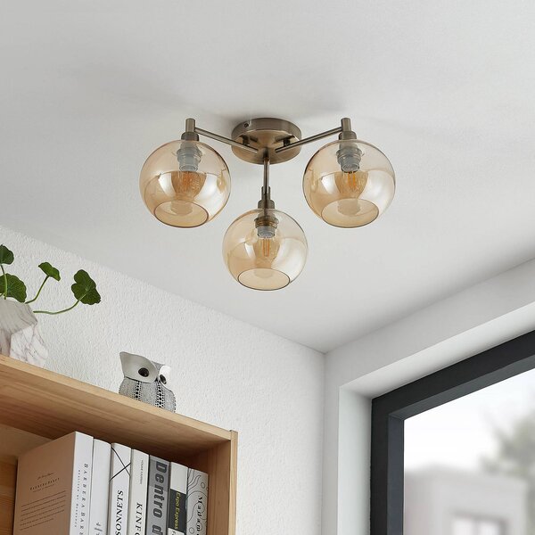 Plafoniera soffitto Jemissa Lindby, dimmerabile, Ottone / Oro, Soggiorno / Sala da pranzo, Metallo, Moderno, Plafoniera