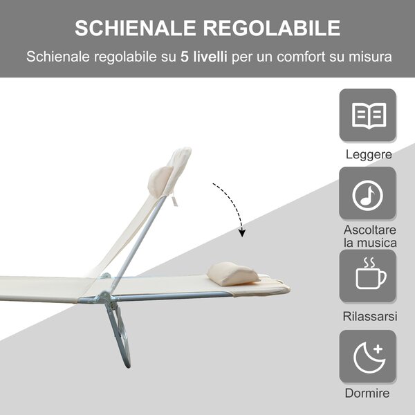 Outsunny Sedia Sdraio da Giardino, Lettino Prendisole Terrazzo Pieghevole, Schienale Reclinabile, Arredo Outdoor, Design Ergonomico|Aosom