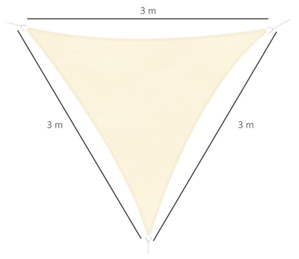 Outsunny Tenda a Vela Triangolare Parasole in HDPE per Spazi Esterni, 3x3x3 m, Crema Bianco Avorio|Aosom