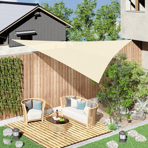 Outsunny Tenda a Vela Triangolare Parasole in HDPE per Spazi Esterni, 3x3x3 m, Crema Bianco Avorio|Aosom