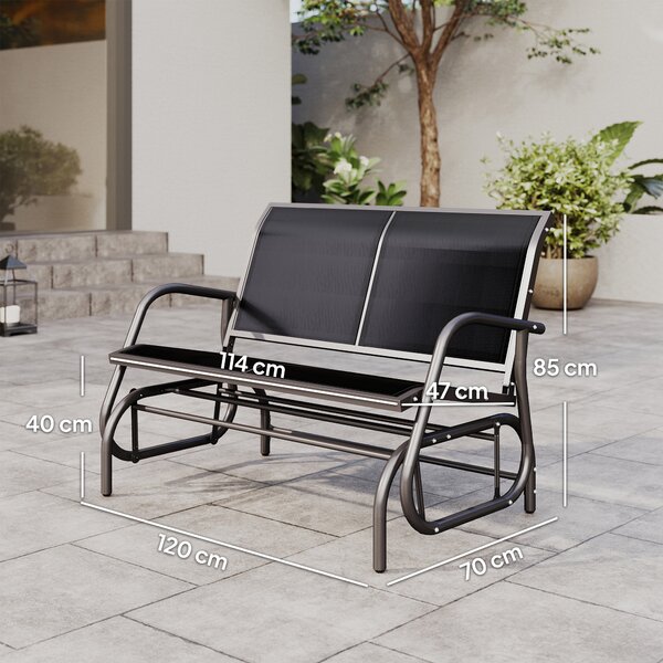Outsunny Panchina a Dondolo da Esterno Panca Giardino Biposto Metallo 120 × 70 × 88cm|Aosom