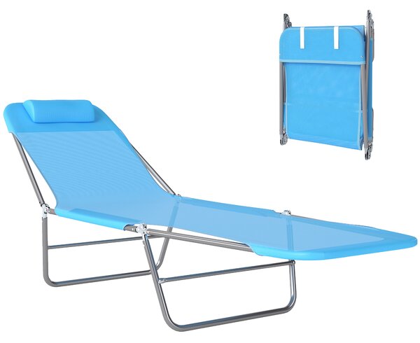 Outsunny Lettino Prendisole Pieghevole con Schienale Reclinabile e Cuscino, 182x56x24.5cm|Aosom