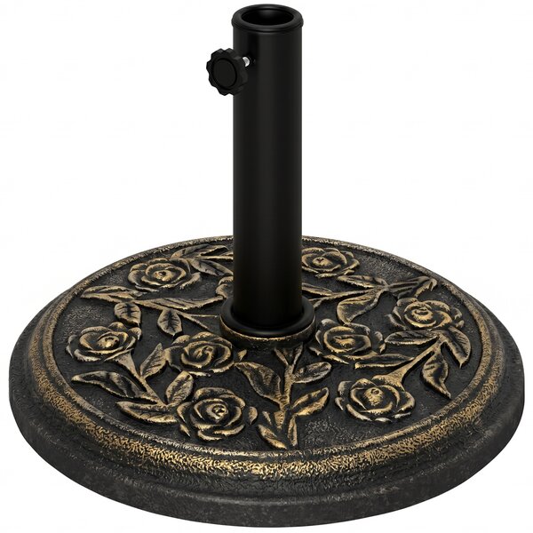 Outsunny Base per Ombrellone 9kg in Resina con Finiture in Bronzo Φ45.5 x 31.5cm Nero|Aosom