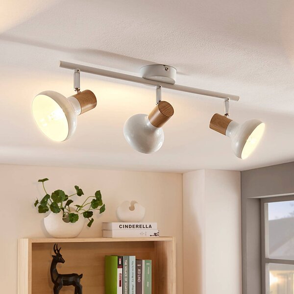 Lindby fatto da soffitto Fridolin, 50 cm, a 3 luci, bianco, metallo Fridolin Lindby, dimmerabile, Bianco / Opale, Cucina, Metallo, Moderno, Faretto