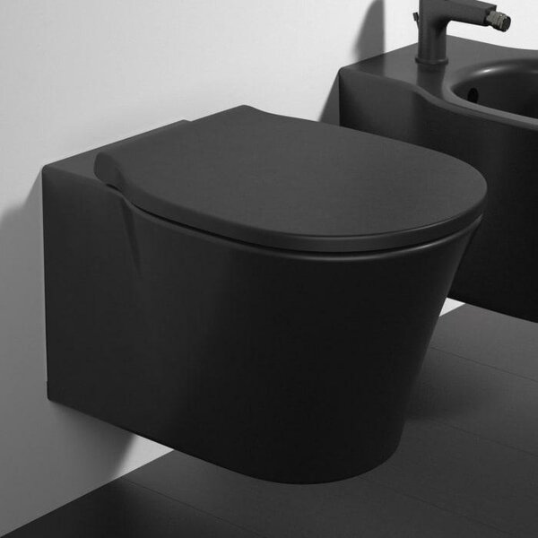 WC Ideal Standard con scarico a terra Connect Air senza brida, nero opaco E2288V3