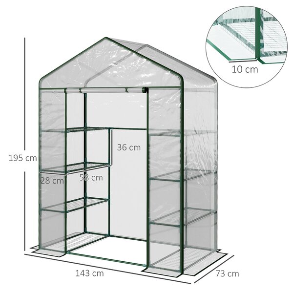 Outsunny Serra da Giardino con Porta Avvolgibile, in Acciaio e PVC Trasparente, per balcone, patio, terrazza, 143x73x195cm | Aosom Ita