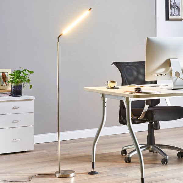 Lindby Lampada da terra a LED Jabbo, Alluminio / Grigio / Zincato, Studio / Ufficio, Metallo, Moderno, Lampada LED da terra