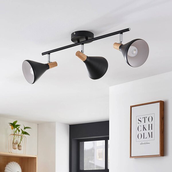 Plafoniera Lindby Arina, 53 cm, nera, a 3 luci, E14 Arina Lindby, dimmerabile, Nero, Camera da letto, Metallo, Moderno, Faretto