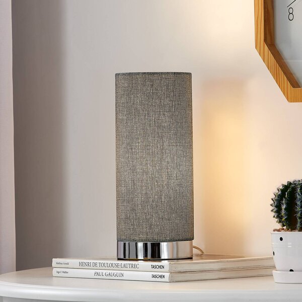 Lampada da tavolo Ronja Lindby, dimmerabile, Alluminio / Grigio / Zincato, Camera da letto, Tessuto / Stoffa / Seta, Moderno, Lampada da tavolo