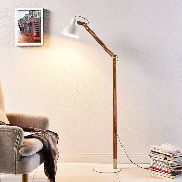 Lampada da terra Shivanja Lindby, Legno chiaro, Studio / Ufficio, Legno, Moderno, Lampada da terra
