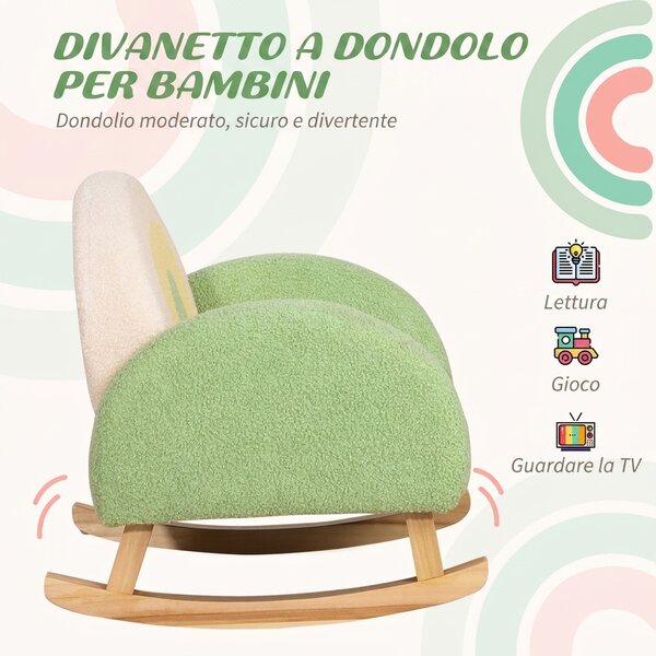 HOMCOM Poltrona per bambini 18-36 mesi imbottita in sherpa, Verde | Aosom Italy
