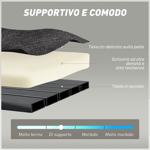 HOMCOM Divano Letto 2 Posti Pieghevole in Ciniglia con 2 Cuscini, Braccioli Larghi, Nessun Montaggio, Grigio Scuro | Aosom Italy