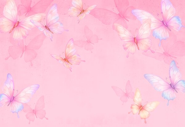 Carta da parati Sfondo rosa con farfalle, Carta da parati Farfalle, Carta da parati popolare, t00911v3 - Tapeko.it