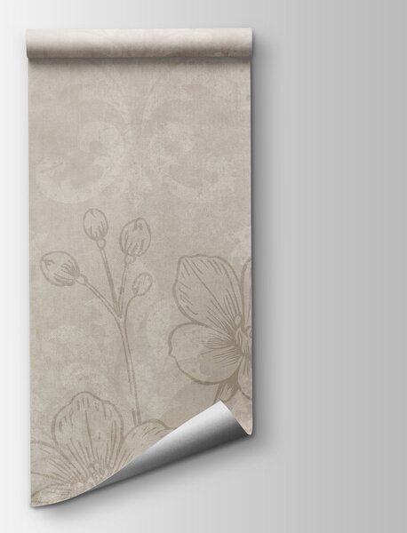 Carta da parati Carta da parati bianca con fiori, Carta da parati Floreale, Carta da parati popolare, t00912 - Tapeko.it