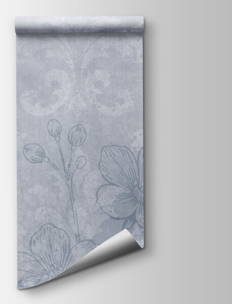 Carta da parati Motivo floreale bianco su fondo bianco, Carta da parati design, Carta da parati popolare, t00912v2 - Tapeko.it